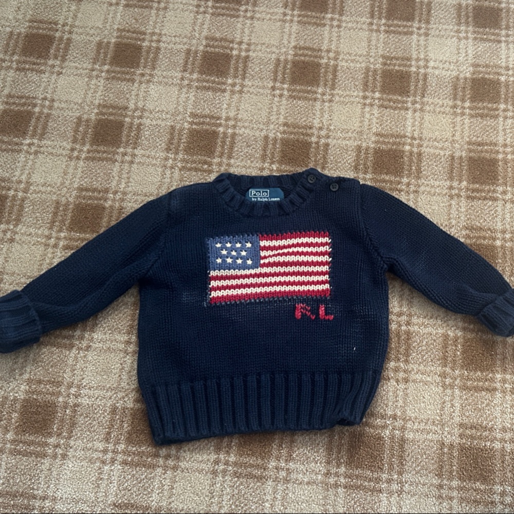 Ralph Lauren Dark Blue Knit with Flag Design